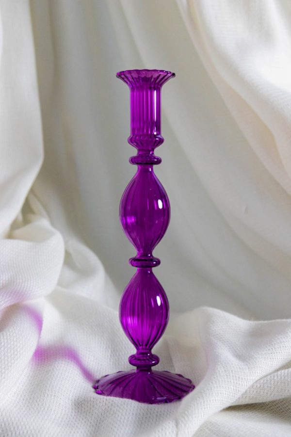 Glas kandelaar Elegant Boho - Diep paars