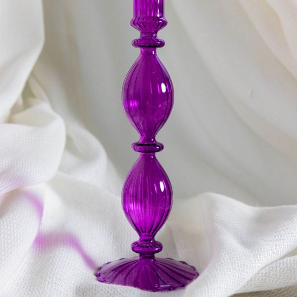 Glas kandelaar Elegant Boho - Diep paars