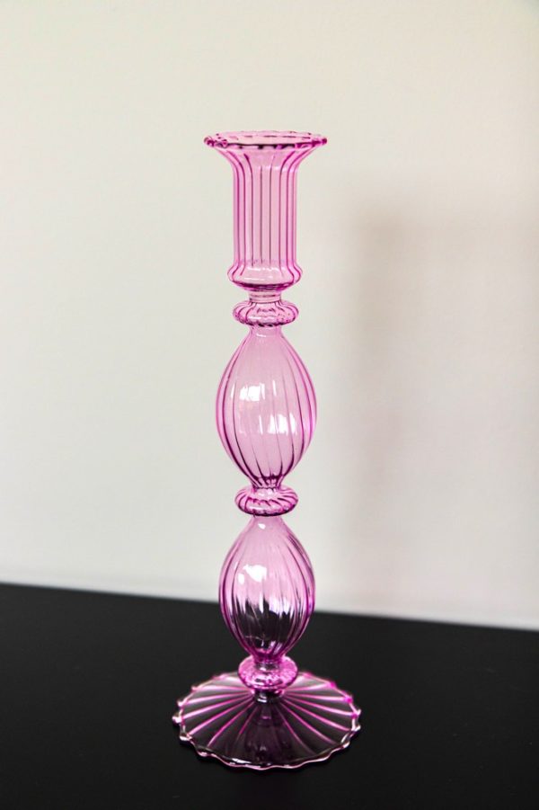 Glas kandelaar Elegant Boho – Princess pink