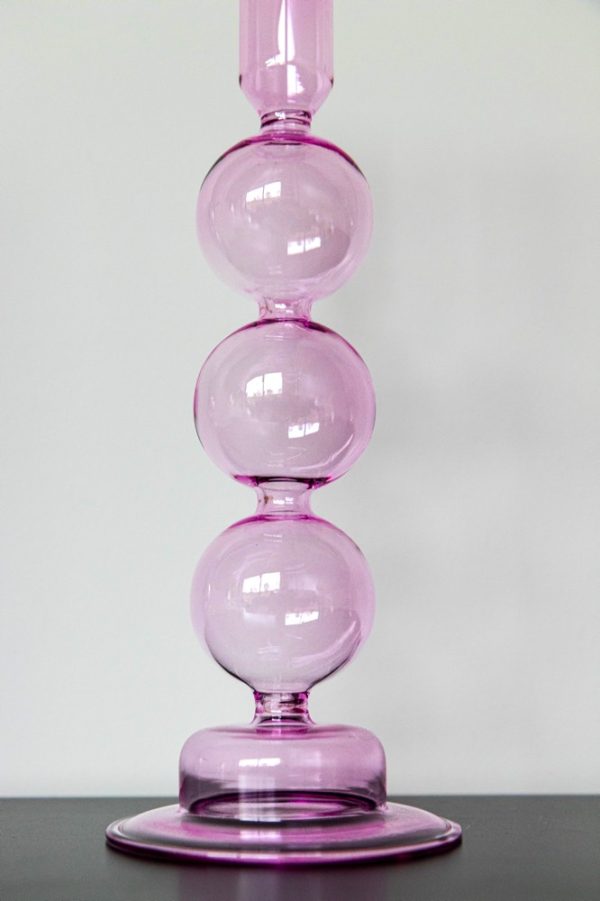 Glas kandelaar Large Bubbles – Princess pink