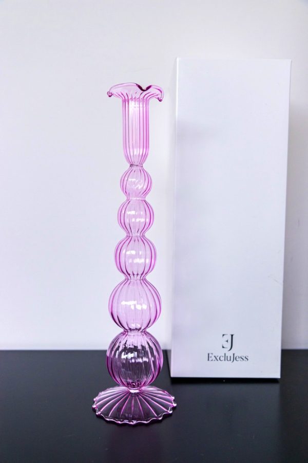 Glas kandelaar Paris - Princess pink