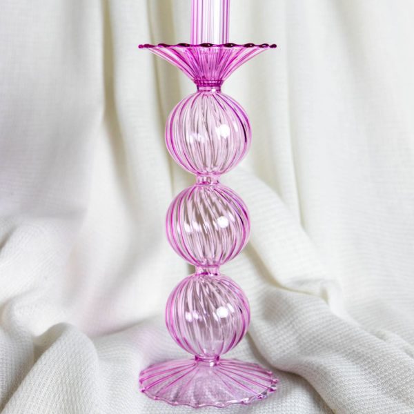 Glas kandelaar Rome – Princess pink