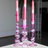 kandelaar set glas princess pink