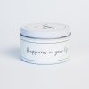 Quote kaars in blik - Happiness in your life