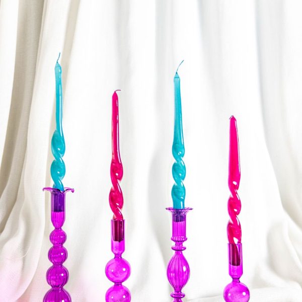 Twisterkaarsen - Blauw roze