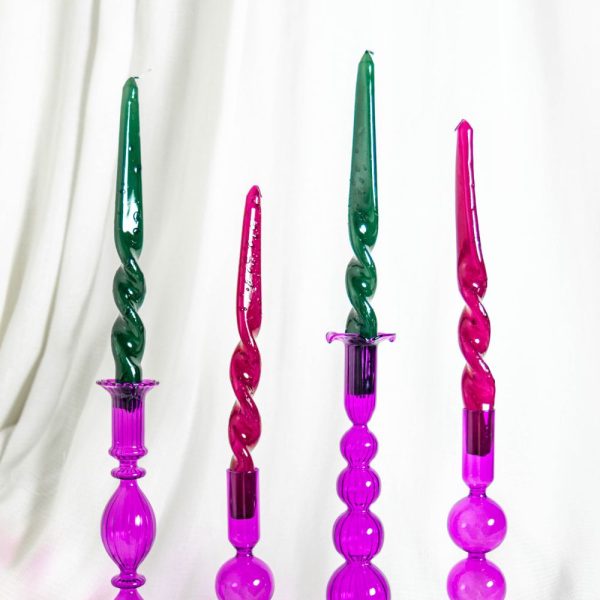 Twisterkaarsen - Groen/Fuschia