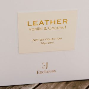 Vanilla & Coconut leather feel gift pack: geurkaars en geurstokjes, foto 7